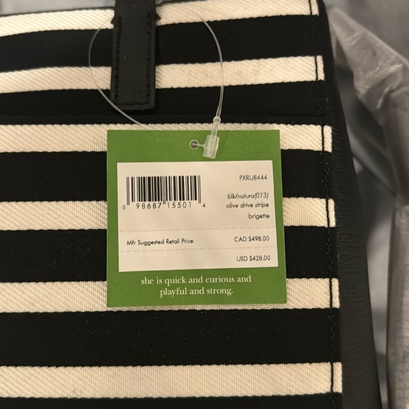 Kate Spade Olive Drive Stripe Brigette Black & Natural - Picture 5 of 5